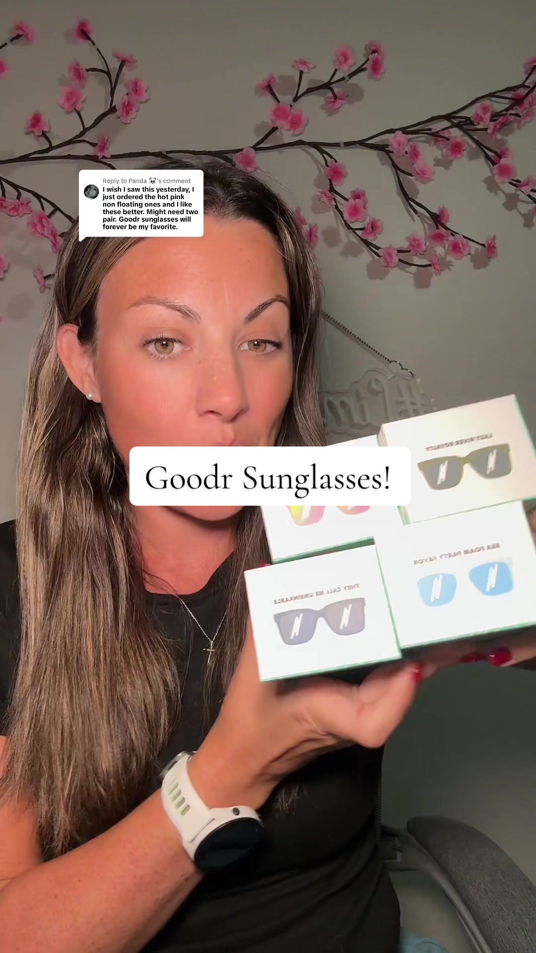 TikTok post by @_kimberly.co_ for Goodr. Caption reads: [...] nothing wrong with two pair of @goodr....