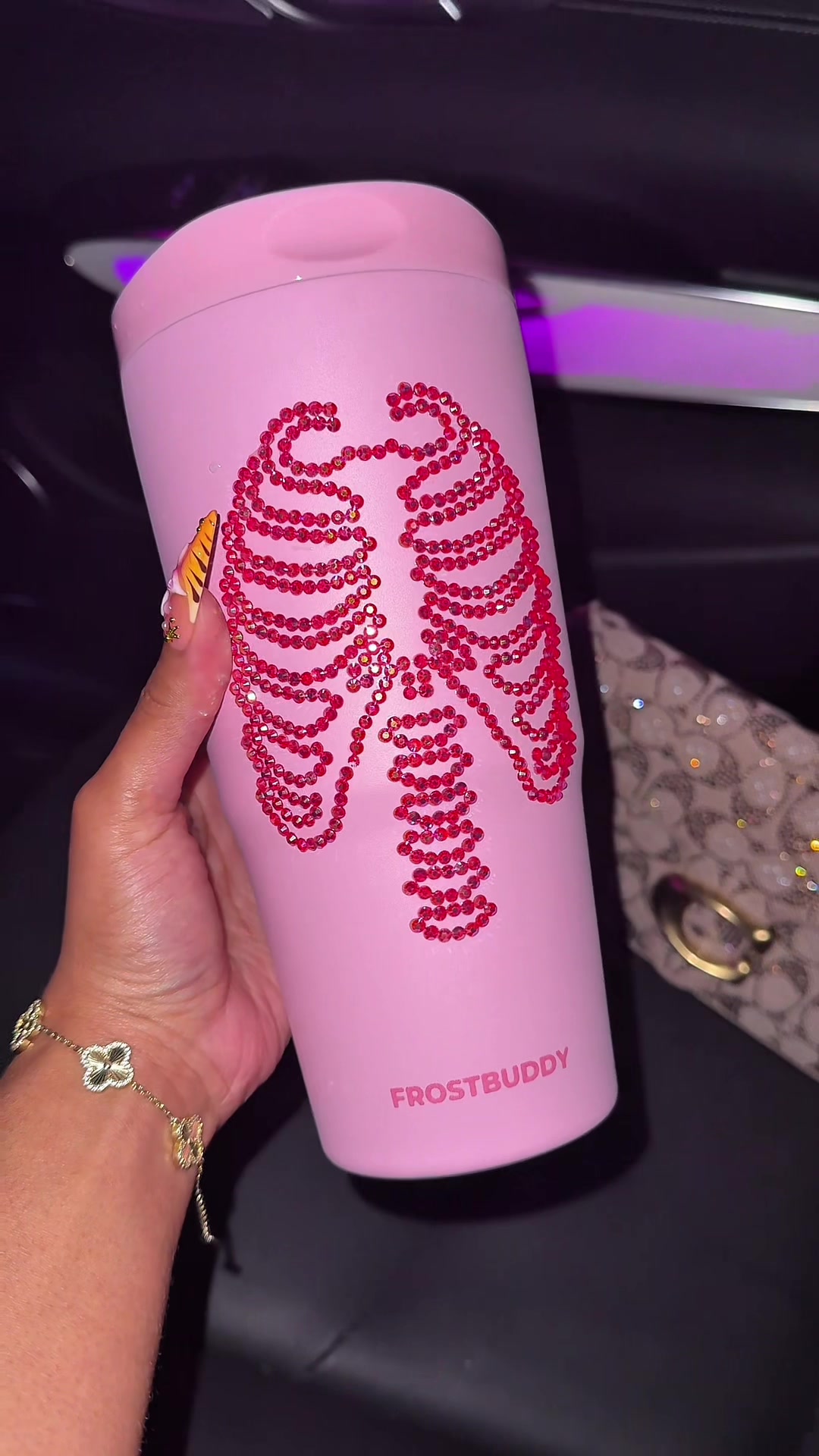 TikTok post by @coleeworlddd for Frost Buddy. Caption reads: My first @Frost Buddy tumbler and I’m not....