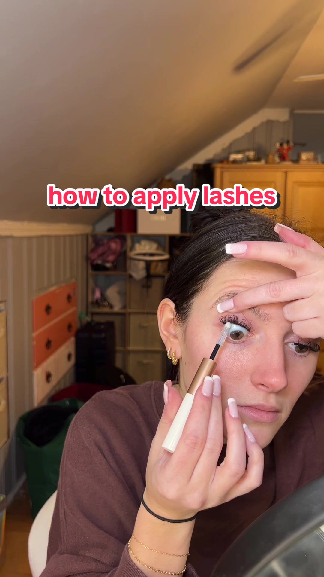 TikTok post by @jenna_zajac for Lashiva. Caption reads: How to apply lashes!! @Lashiva #lashclusters....