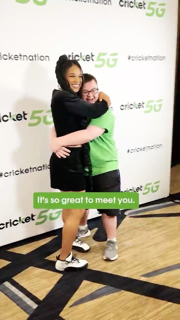 Instagram post by @biancabelairwwe for CricketWireless. Caption reads: So happy to meet my new bESTie, @BakerBanter!....