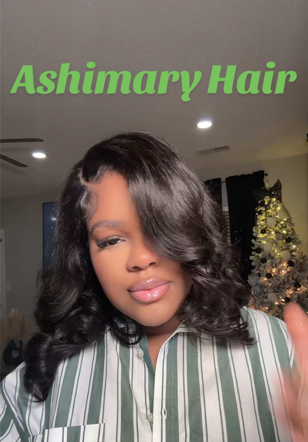 TikTok post by @thegirlbai for Ashimary Hair. Caption reads: A real Glueless must have! From @Ashimary Hair....
