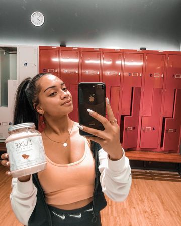 Instagram post by @jessica_waru for LUXE Fitness. Caption reads: @luxefitness has just added a new flavour to the....