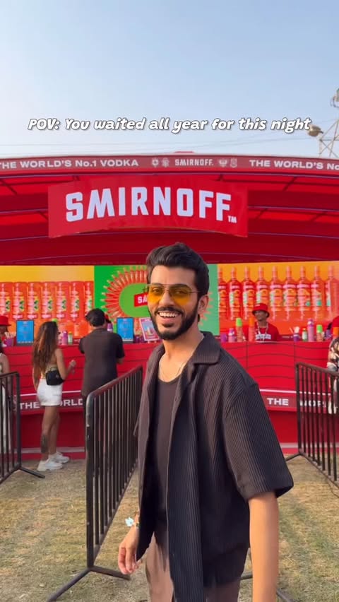 Instagram post by @yashpadhye for Smirnoff. Caption reads: [...] for festival nights 🥂 Sipping on Smirnoff....