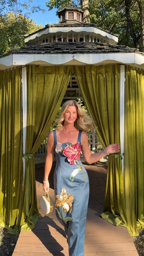 Instagram post by @whimzylindzy for Rent the Runway. Caption reads: forever the best dressed wedding guest a wedding....