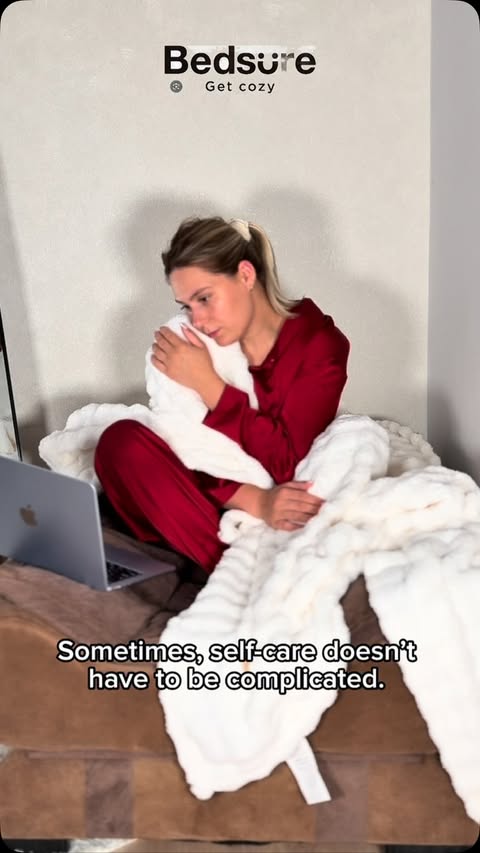 Instagram post by @nutsaishere for Bedsure Home. Caption reads: [...] calmer, and a little more cozy.....