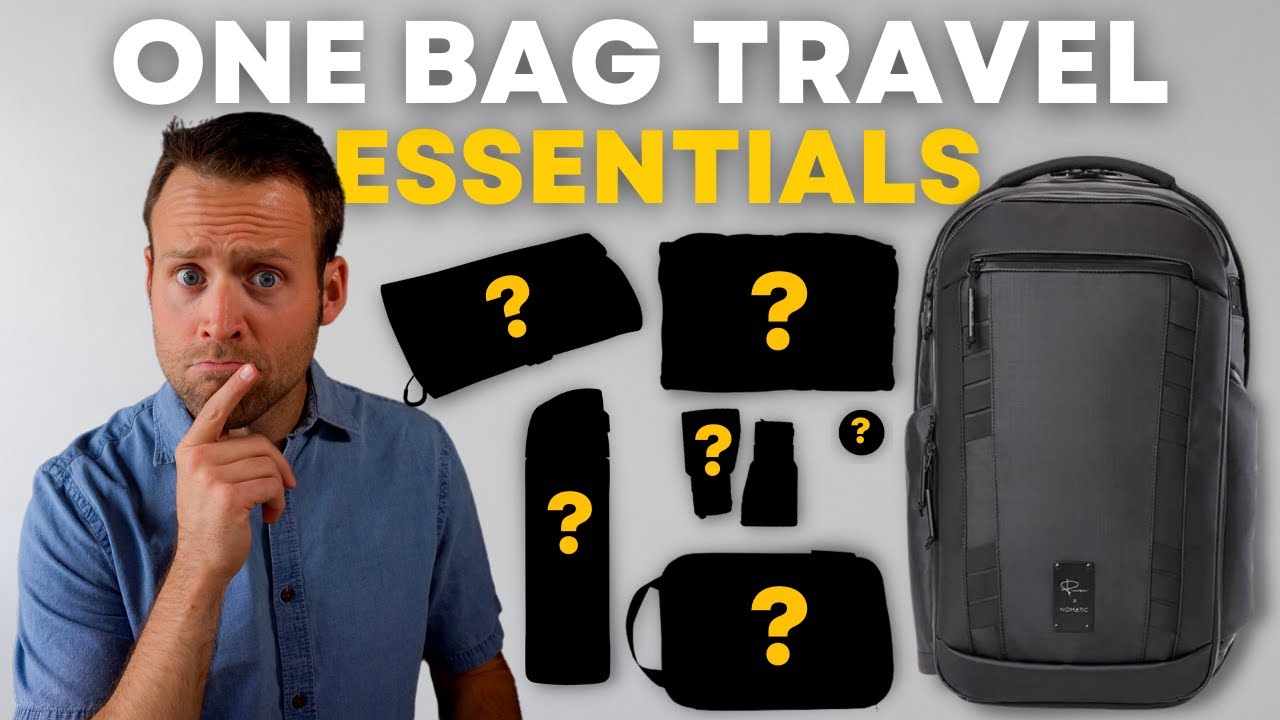 YouTube post by @awaytogether for Wandrd. Caption reads: One Bag Travel Essentials (9 Crucial Things I....