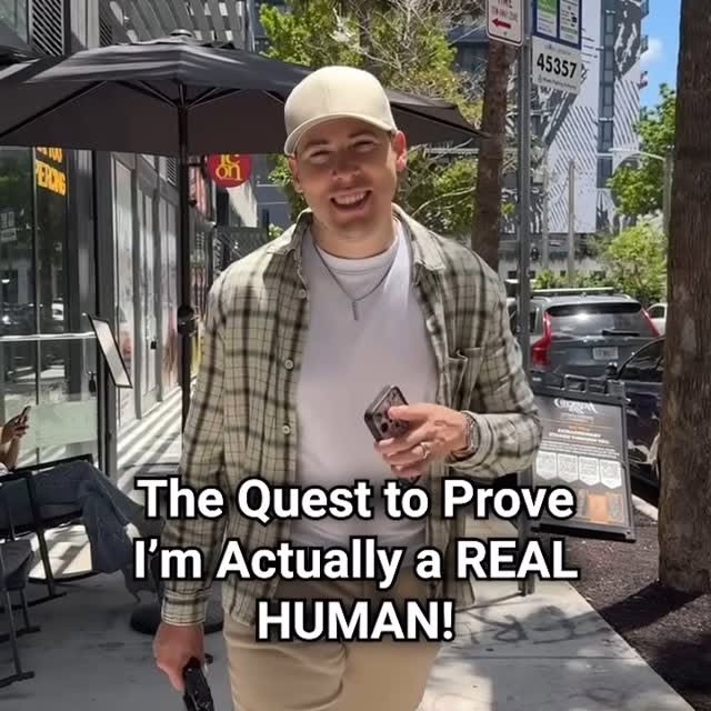 Instagram post by @joblessgarrett for Buzzfeed. Caption reads: Today’s mission: prove I’m human. Not AI. Not a....