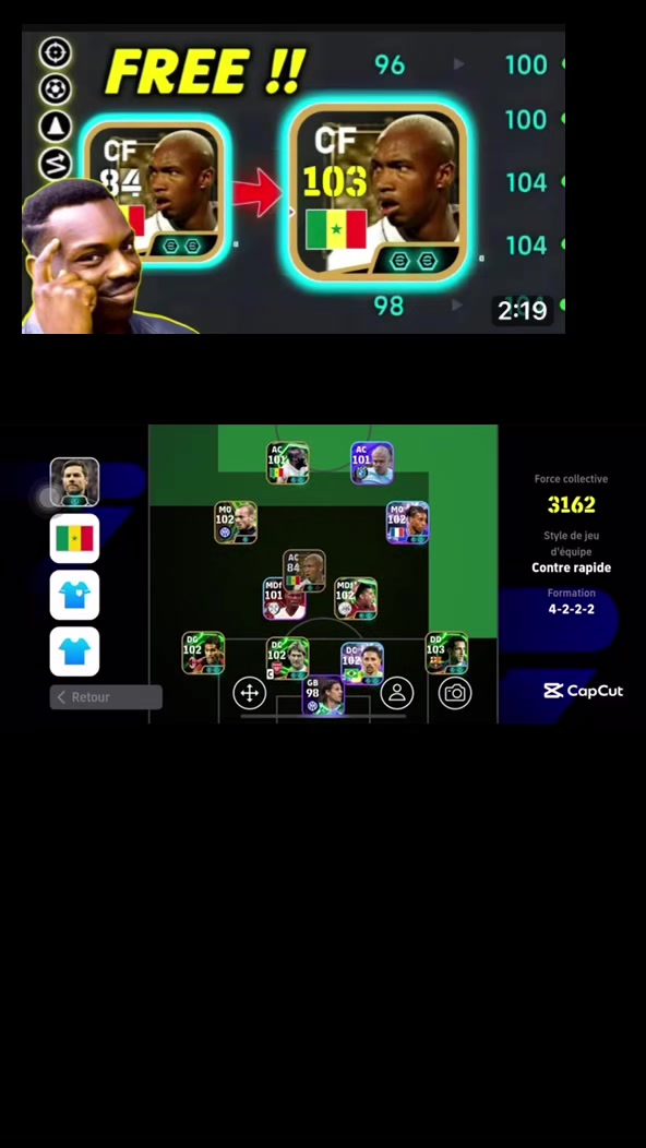 TikTok post by @zoefootball0 for Konami. Caption reads: @Konami #viral #efootball #footballtiktok Elhadji....