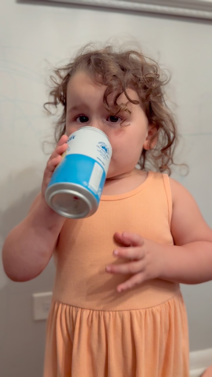 Instagram post by @enzoandelena for Spindrift. Caption reads: Lena’s new favorite 🤩 “pindrift” @drinkspindrift....