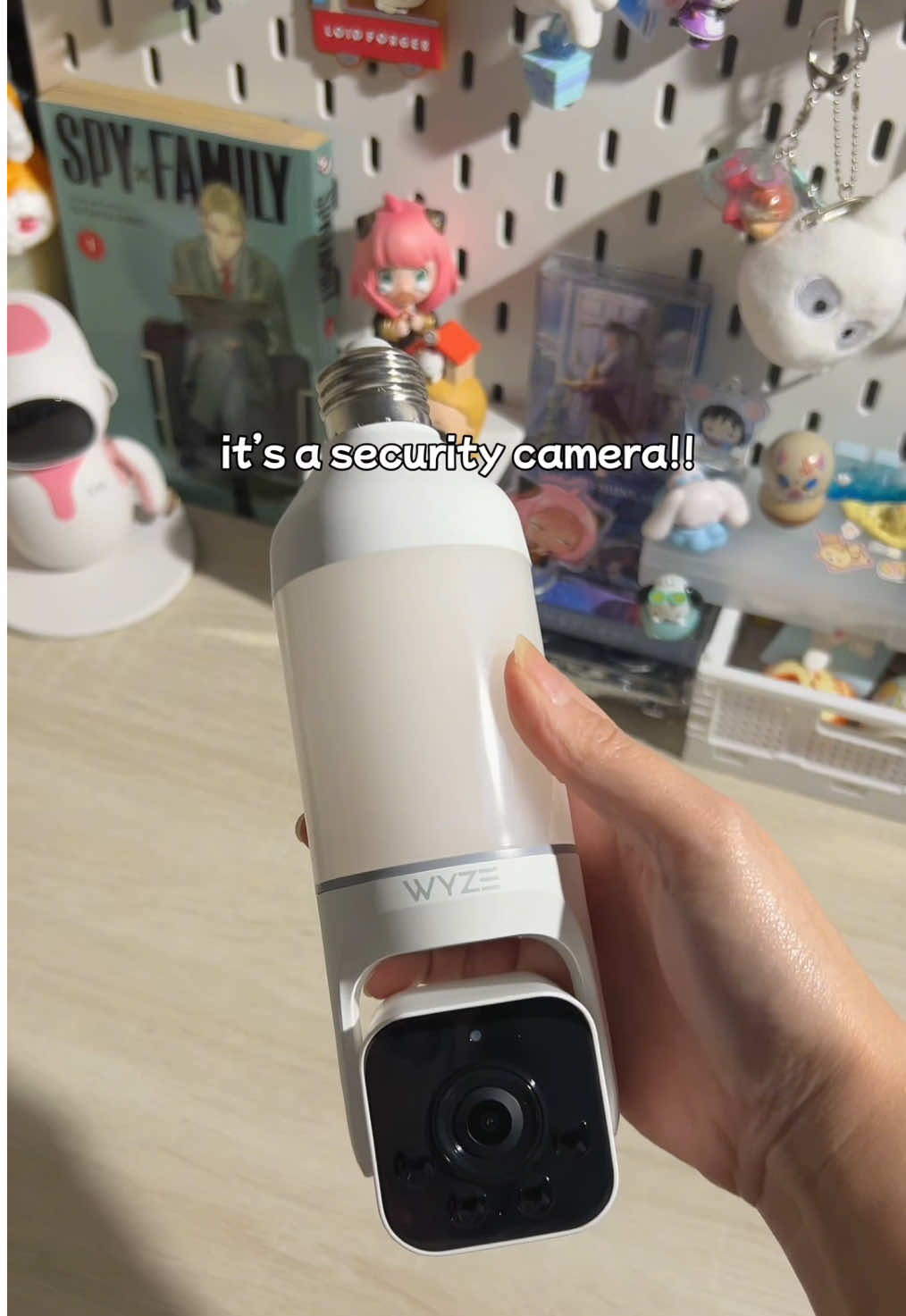 TikTok post by @chie_diary for Wyze. Caption reads: [...] and convenient security cam ever!!✨💡@Wyze....