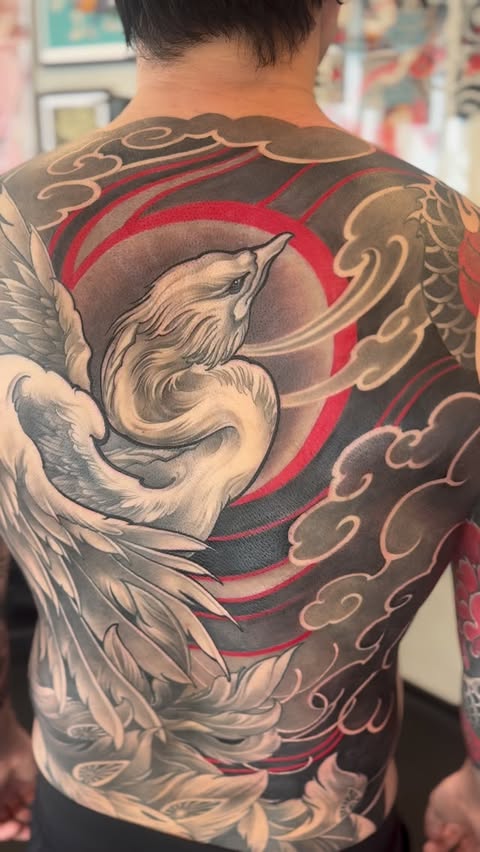 Instagram post by @chrishenriksen for Killer Ink Limited. Caption reads: Backpiece for Vic!🔥🙌

Follow link in bio for....