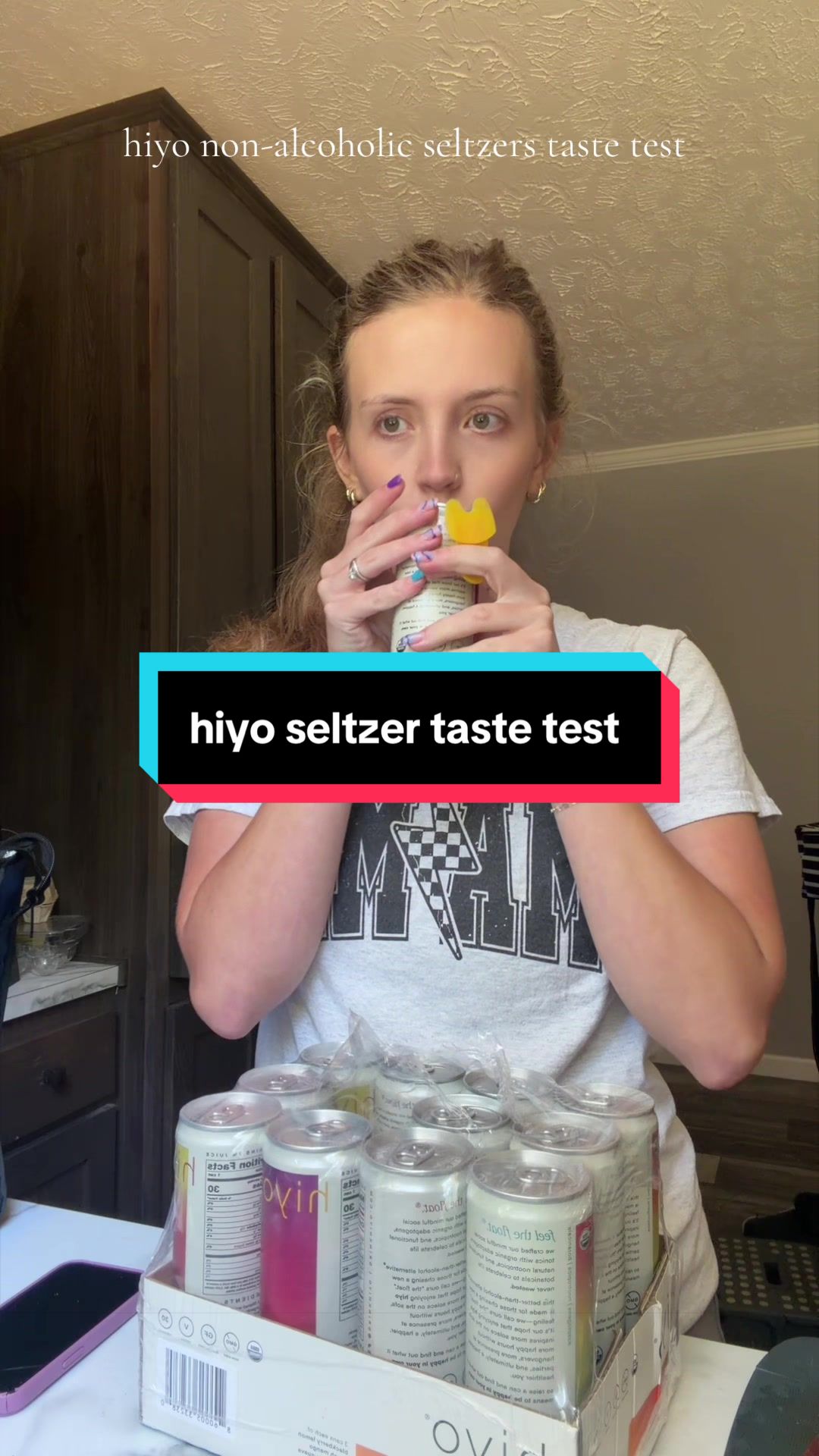 TikTok post by @sammytjammy for Hiyo. Caption reads: hiyo non-alcoholic social tonic/ seltzers taste....