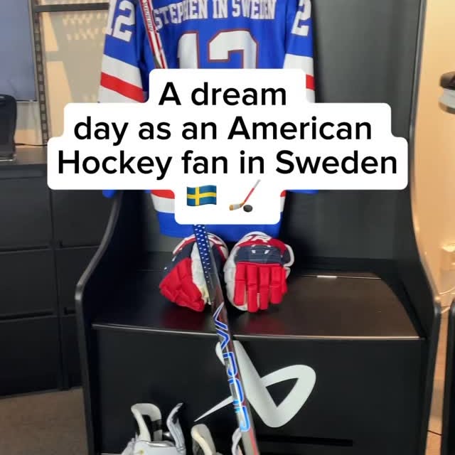 Instagram post by @stephen_in_sweden for BAUER Hockey. Caption reads: [...] fan in Sweden. Huge shoutout to....