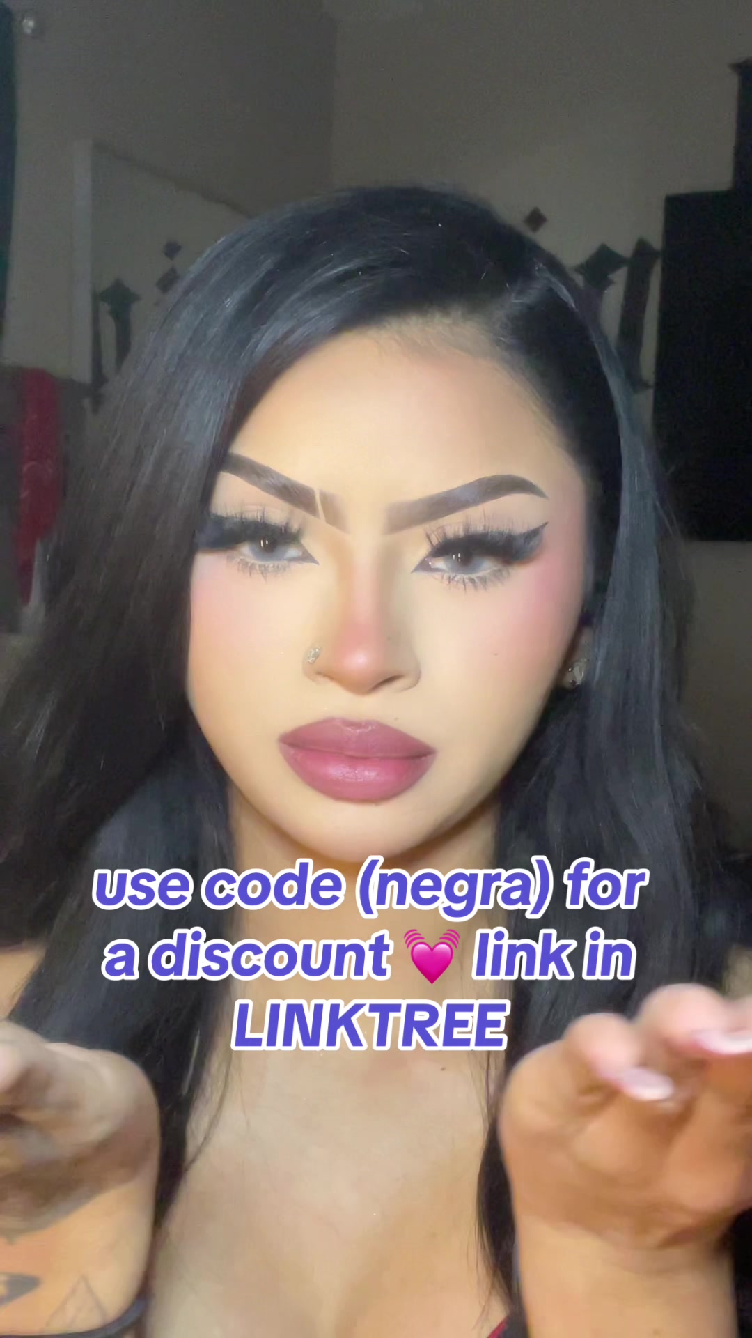 TikTok post by @negralok4 for Beaueye. Caption reads: use code (negra) for a special discount....