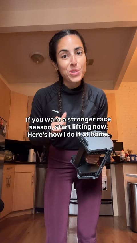 Instagram post by @amanda_katzz for PowerBlock. Caption reads: I hear from so many runners that one of their big....