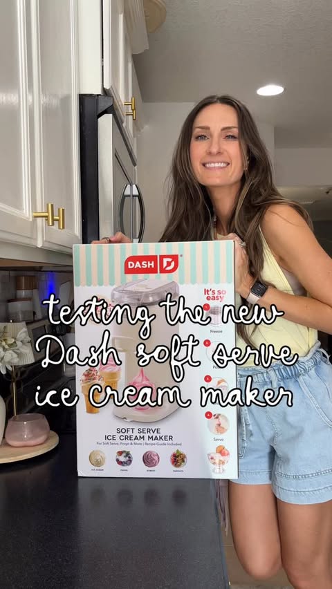 Instagram post by @cheapchicfinds for Dash. Caption reads: @bydash sent over their new soft serve ice cream....