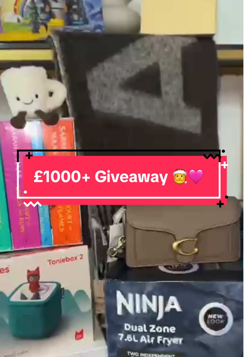 TikTok post by @itstrewleyprecious for Give Me Cosmetics. Caption reads: ✨ WIN OVER £1,000 WORTH OF PRIZES! ✨ As a huge....