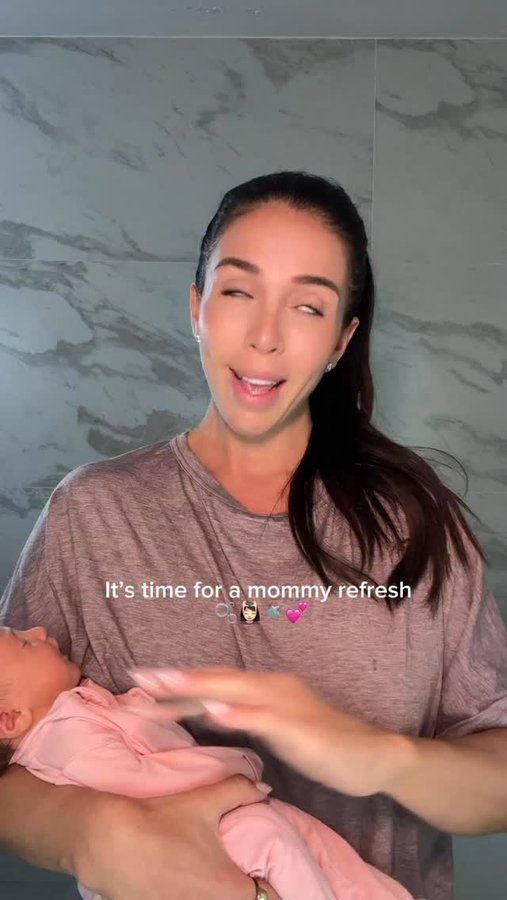 Instagram post by @ainsley for L'ange Hair. Caption reads: Newborn bubble calls for a mommy refresh....