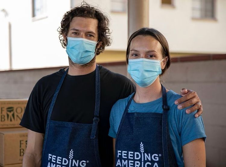 Instagram post by @ohadambrody for Feeding America. Caption reads: @feedingamerica #adambrody #leightonmeester.