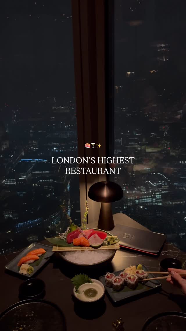 Instagram post by @prettylittlelondon for Lucky Cat. Caption reads: [...] on the 60th floor of 22 Bishopsgate,....