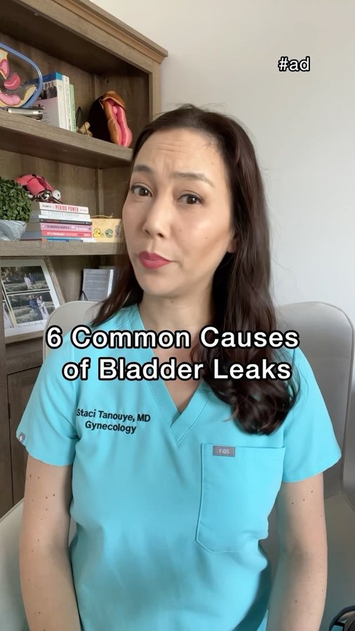 Instagram post by @dr.staci.t for Poise. Caption reads: Did you know about all 6 of these bladder leak....