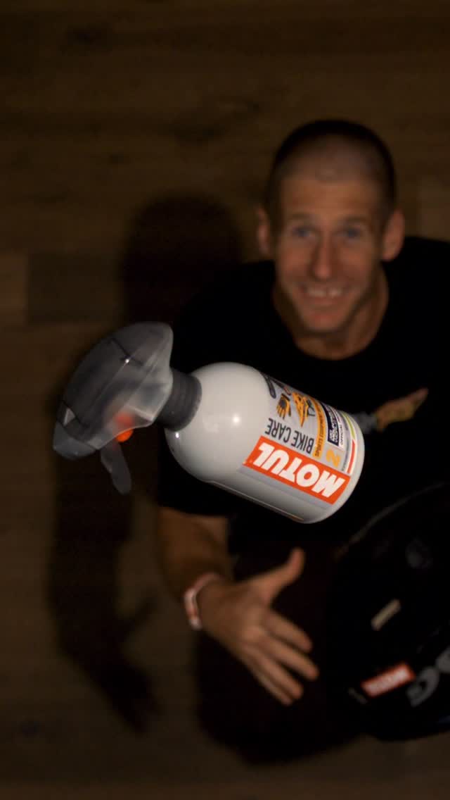 Instagram post by @uci_mtbworldseries for Motul. Caption reads: From DH to Slopestyle keeping your steed running....