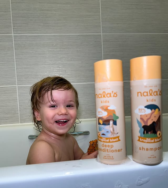 Instagram post by @graysonjudehawes for Nala’s Baby. Caption reads: [...] 🫧🛁 We were very kindly gifted the....