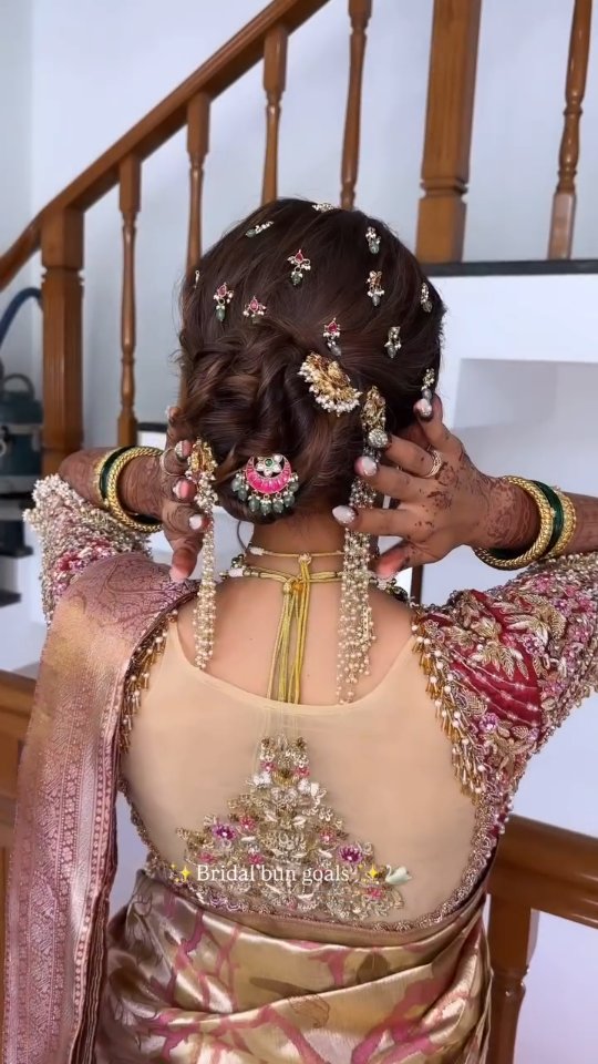 Instagram post by @weddingplzbrides for WeddingPlz.com. Caption reads: Bridal bun goals unlocked! ✨ Take inspiration from....
