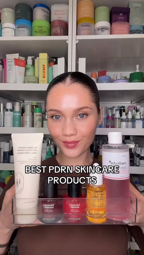 Instagram post by @sparklesandskin for HEVEBLUE. Caption reads: [...] PDRN pink cica soothing toner 5.....