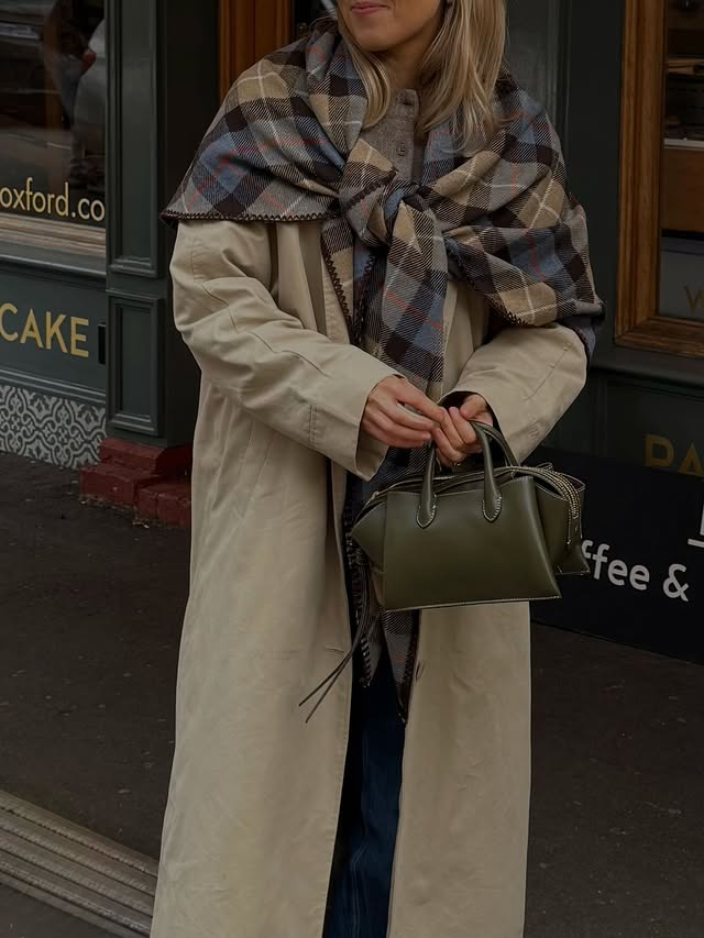 Instagram post by @_m.harper for Radley. Caption reads: [...] dates below: @nakdfashion Trench coat*....