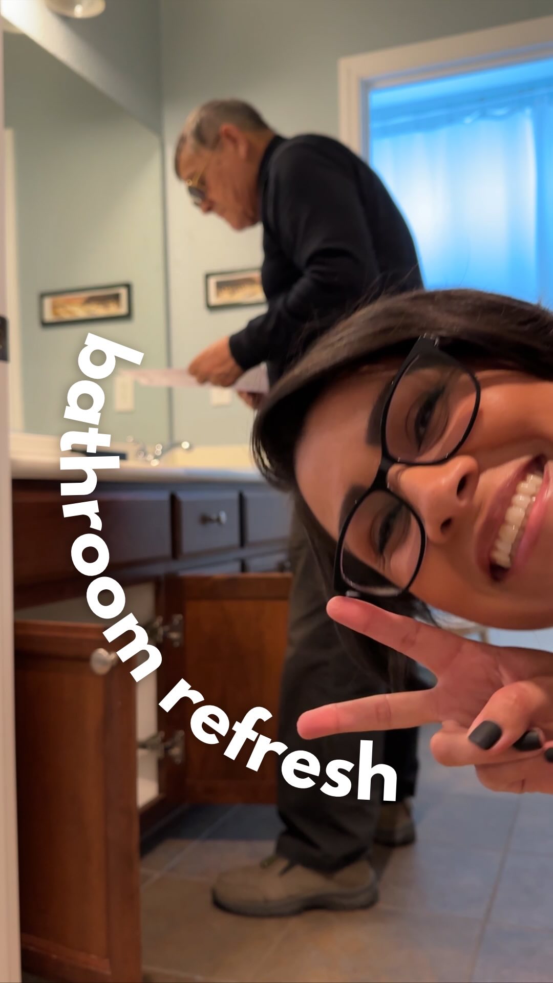 Instagram post by @house.of.esperanza for Delta Faucet. Caption reads: My quick & easy @deltafaucet bathroom refresh....