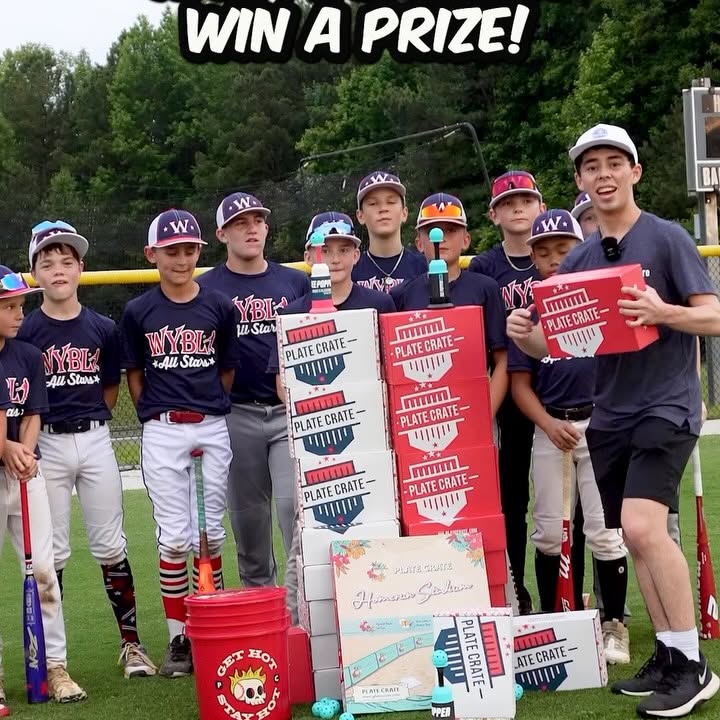 Instagram post by @theumpirechannel for Plate Crate. Caption reads: Hit a home run win a prize 🔥 #umpire....