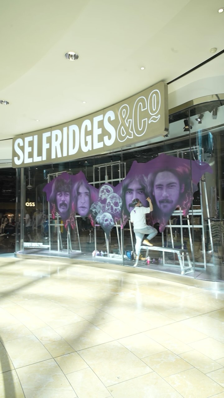 Instagram post by @mrmurals for Selfridges. Caption reads: Heavy metal history 🎸 
In the build up to Black....