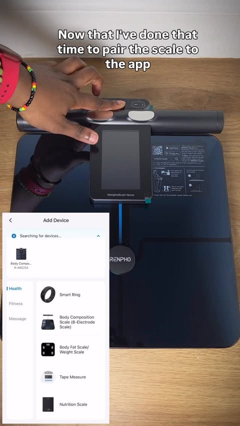 Instagram post by @jadeimani_pt for RENPHO. Caption reads: #AD | Unboxing my new RENPHO MorphoScan Nova Body....