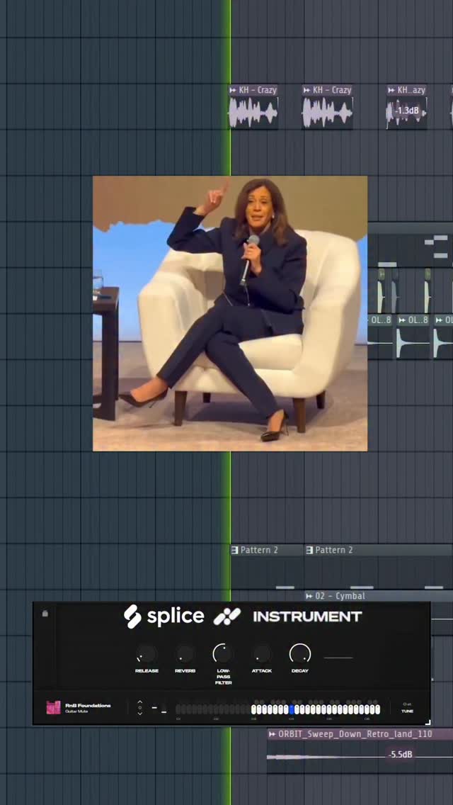 Instagram post by @officialsteveterrellevo for Splice. Caption reads: [...] Mfers are crazy Kamala Harris Remix  #splice....