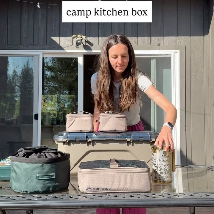 Instagram post by an influencer for Gregory Mountain Products. Caption reads: packing list 👇🏼 AD Building a car camping....