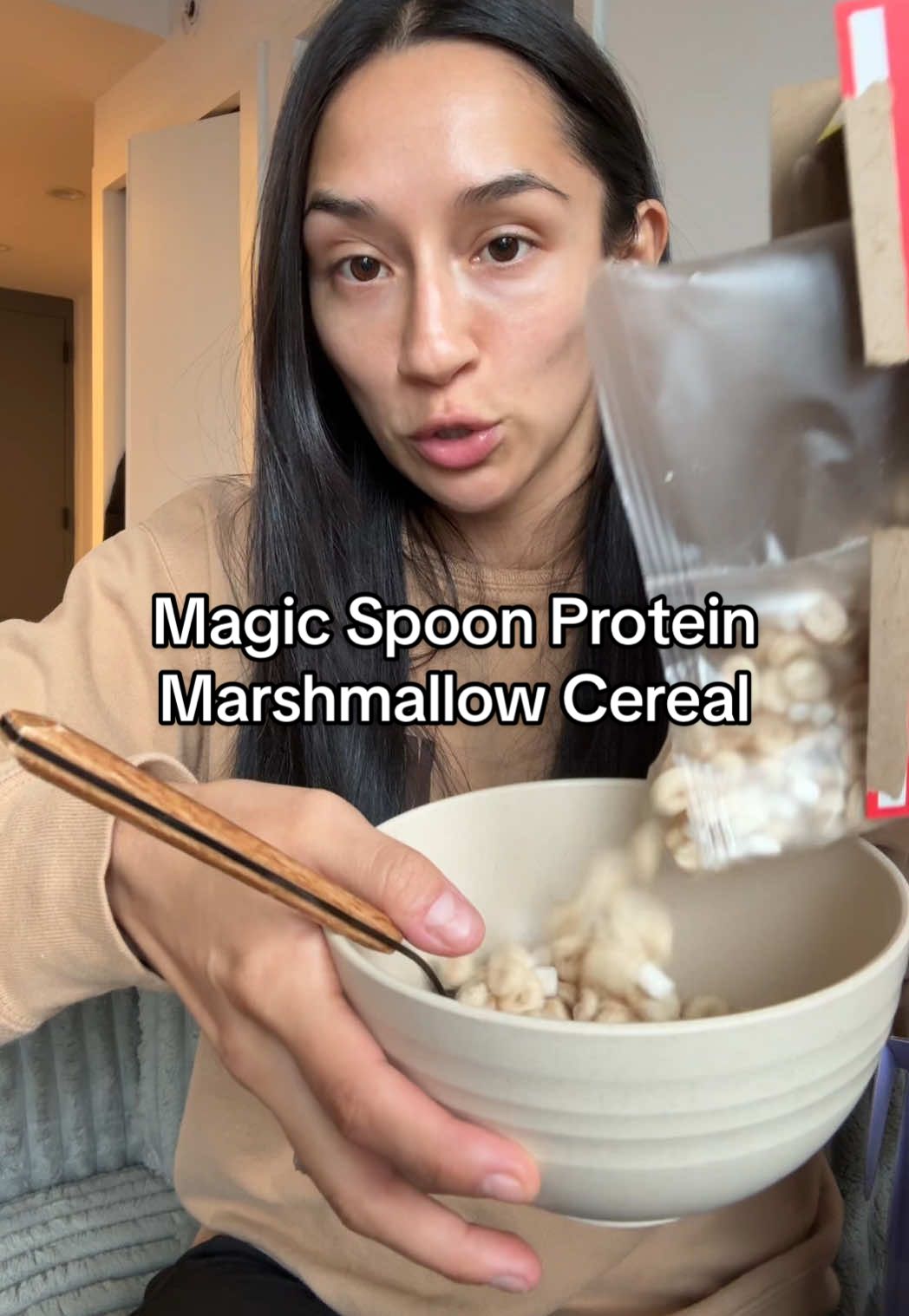 TikTok post by @selfcarequeen.em for Magic Spoon. Caption reads: the new @Magic Spoon drop we didn’t know we [...].
