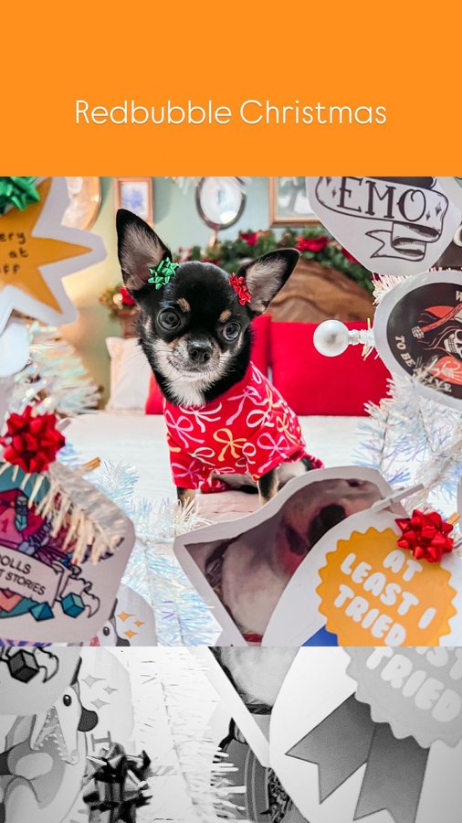 Instagram post by @canineantics for Redbubble. Caption reads: It’s never too early to start crafting for....