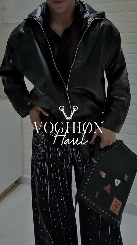 Instagram post by @bensoudaabdel._ for Voghion. Caption reads: Stepping out in full @voghion_global armor. ⛓️🖤....