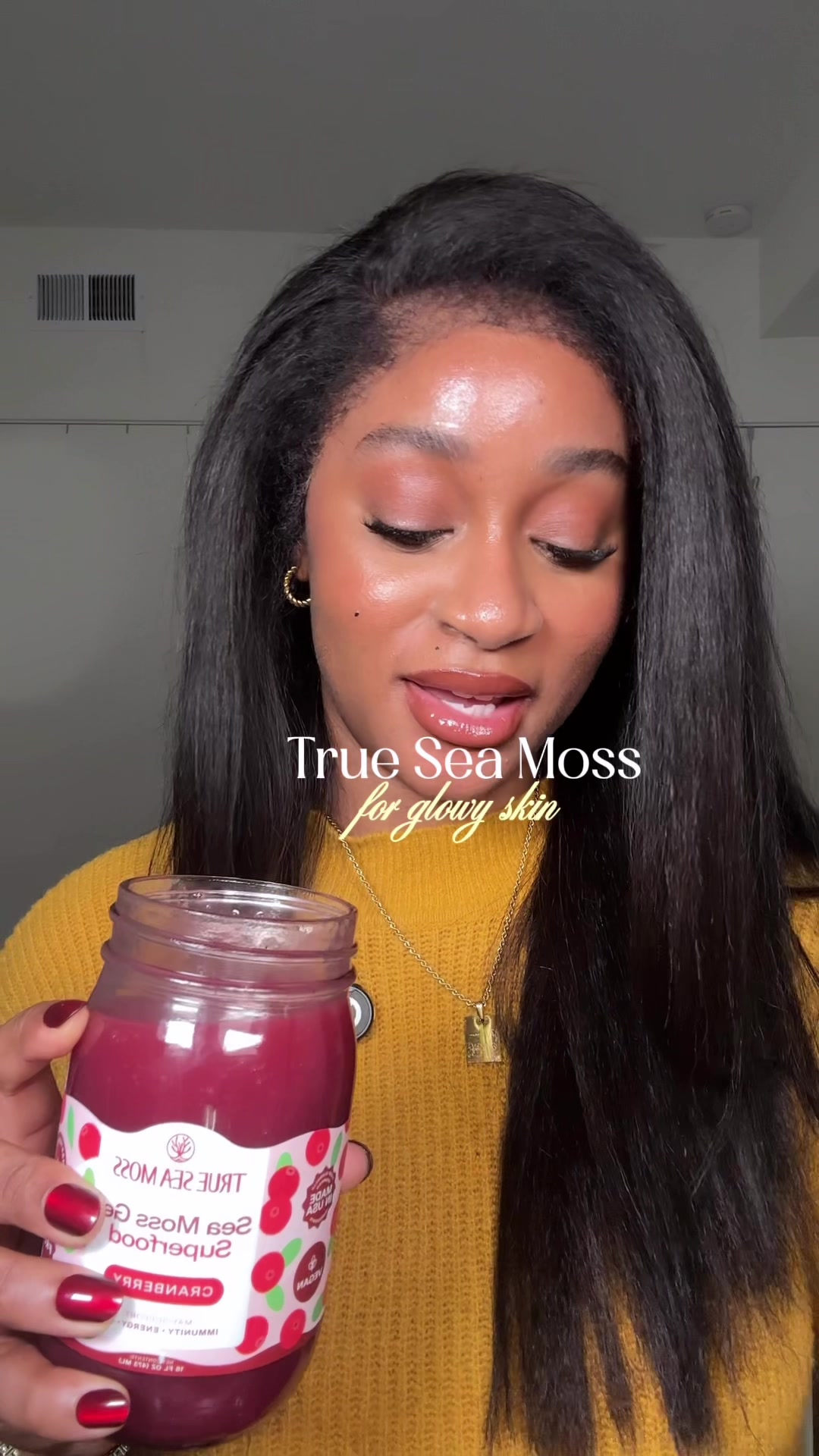 TikTok post by @dailydoseofshaz_ for TrueSeaMoss. Caption reads: [...] my skin! I can’t recommend it enough!....