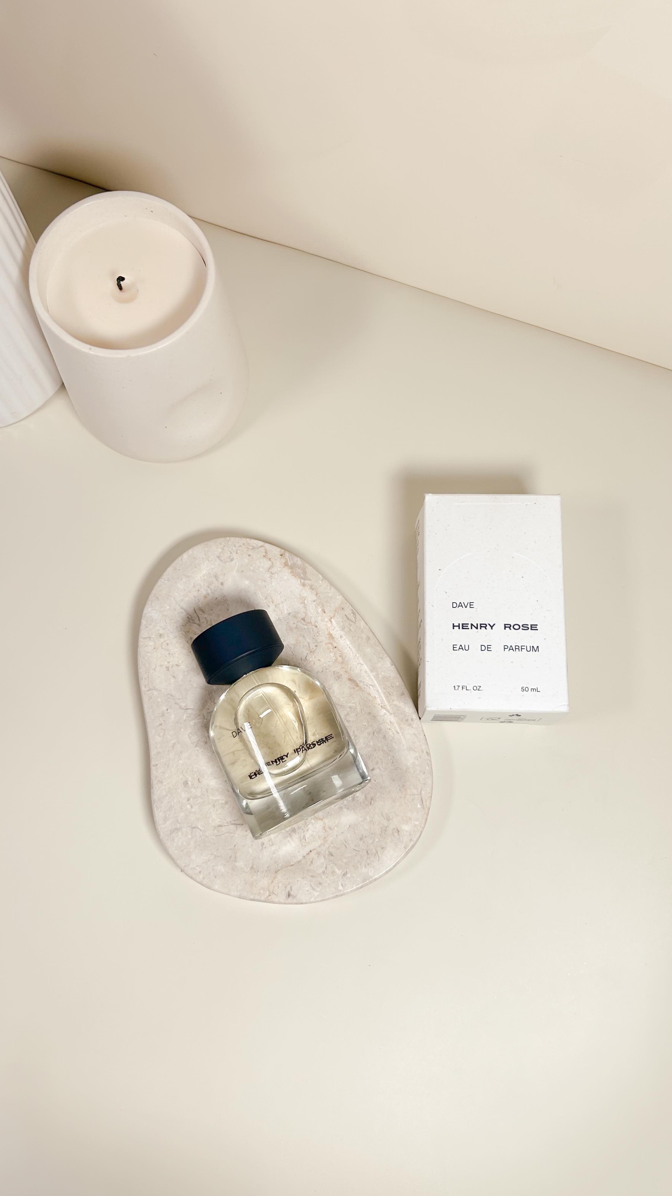 Instagram post by @dewydisposition for Henry Rose. Caption reads: @henryrose Dave EDP (gifted by Henry Rose [...].