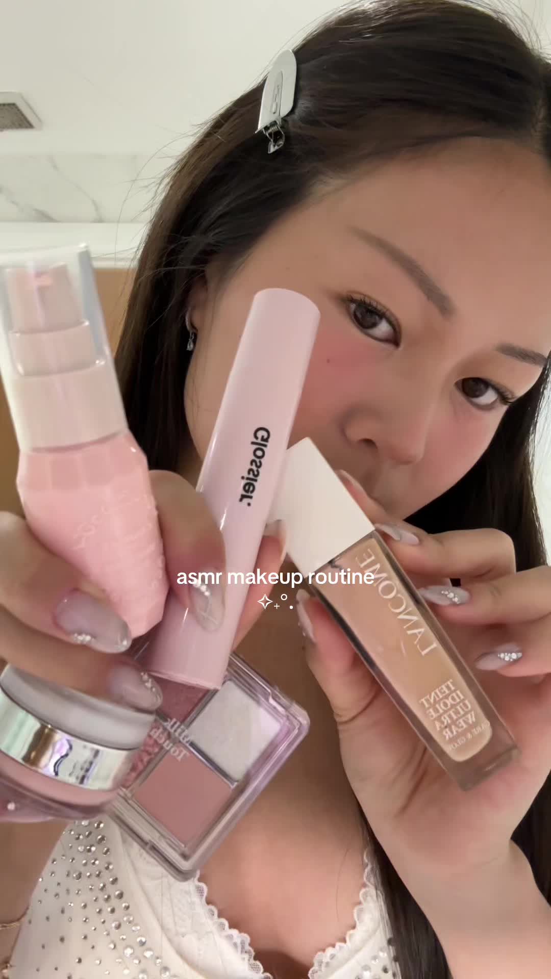 TikTok post by @olafflee for Glossier. Caption reads: [...] UK infallible face sculptor @Glossier cloud....