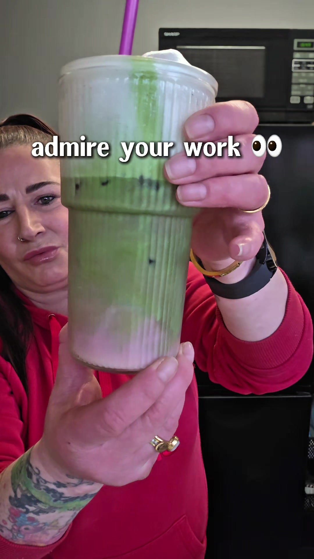 TikTok post by @my.unfiltered.finds for MYOM. Caption reads: [...] latte using @Ancient Extracts Powders,....