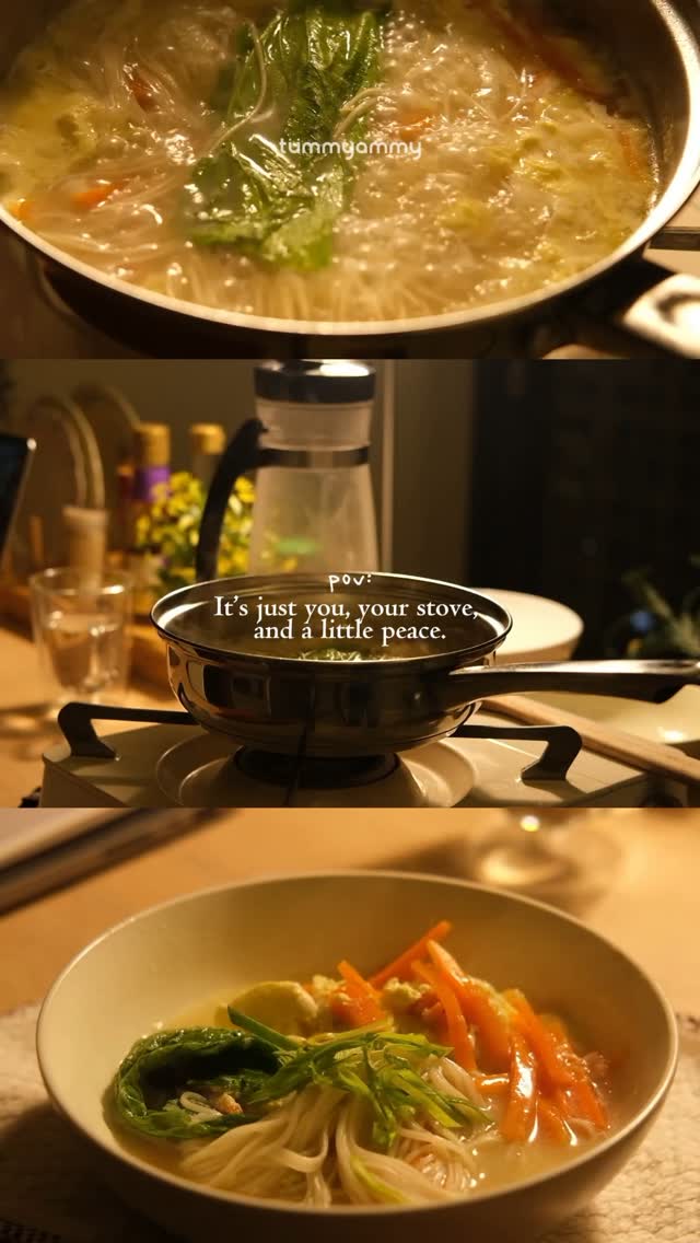 Instagram post by @tummyammy_ for Fujifilm. Caption reads: POV: It’s just you, your stove, and a little....