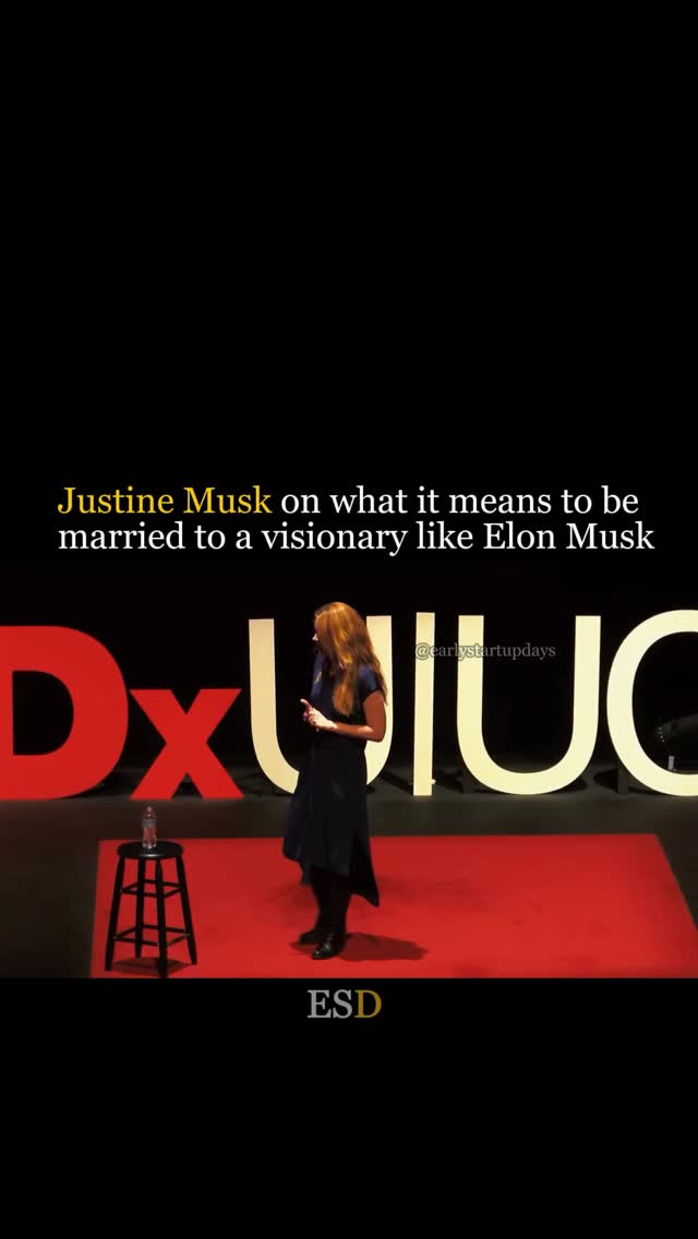 Instagram post by @earlystartupdays for TED. Caption reads: Justine Musk is a Canadian author and the first....