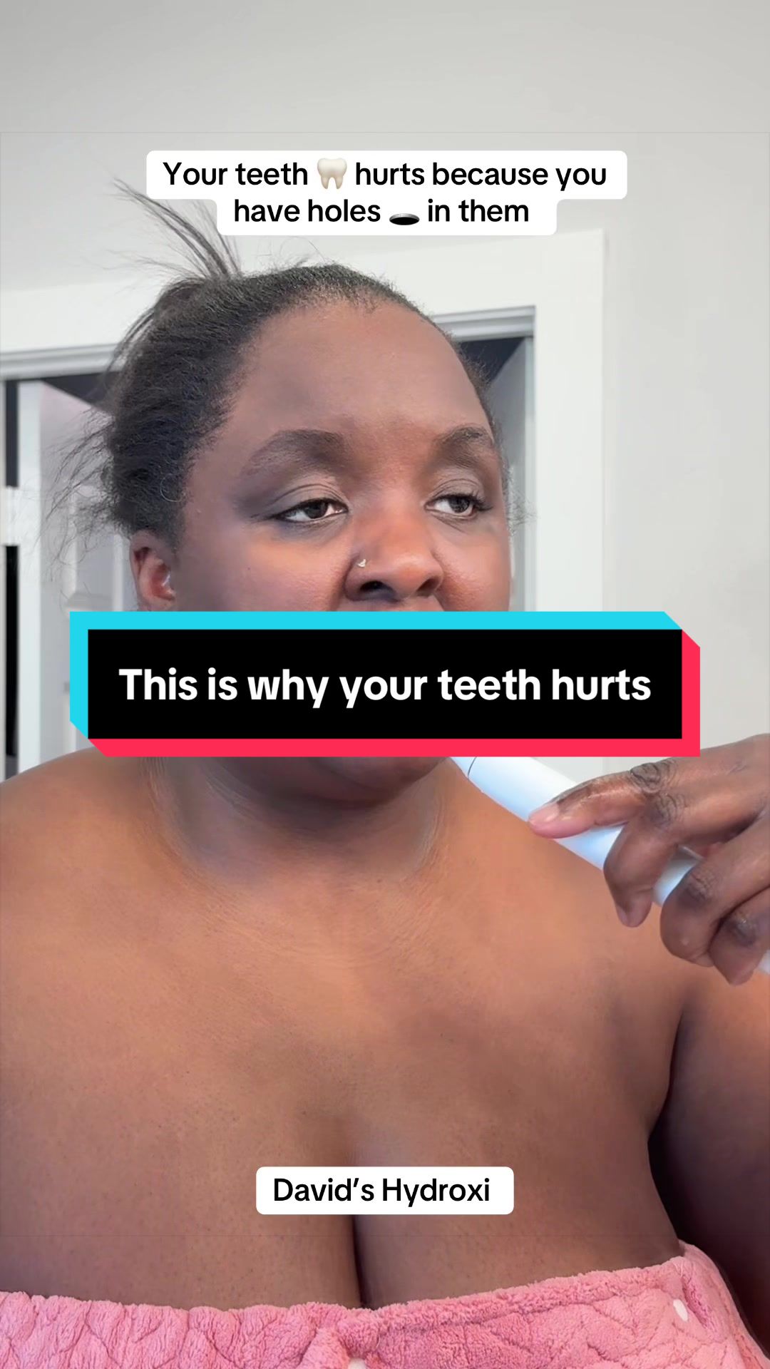 TikTok post by @withcristelle for Davids Natural Toothpaste. Caption reads: Nanohydroxyapatite to plug up those holes! @Davids....