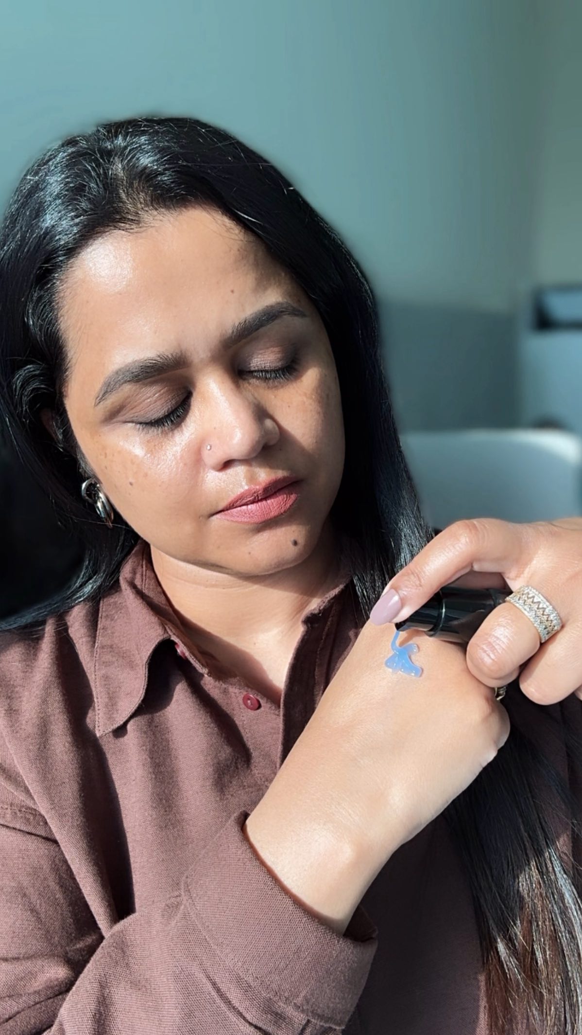 Instagram post by @taranum_sshahin for Wishtrend. Caption reads: Skin feeling irritated? Red? Angry?
This blue baby....