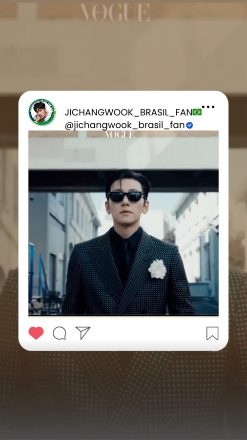 Instagram post by @jichangwooksuporte_brasil_fan for TOM FORD. Caption reads: 📌PARIS FASHION WEEK ✨

#Sponsored....