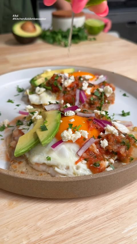 Instagram post by @yaidymakes for KitchenAid. Caption reads: Huevos Rancheros🍳 #Ad #KitchenAidAmbassador I....