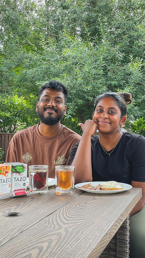 Instagram post by @acouplebitess for Tazo. Caption reads: We finally got her to the tea side 🎉....